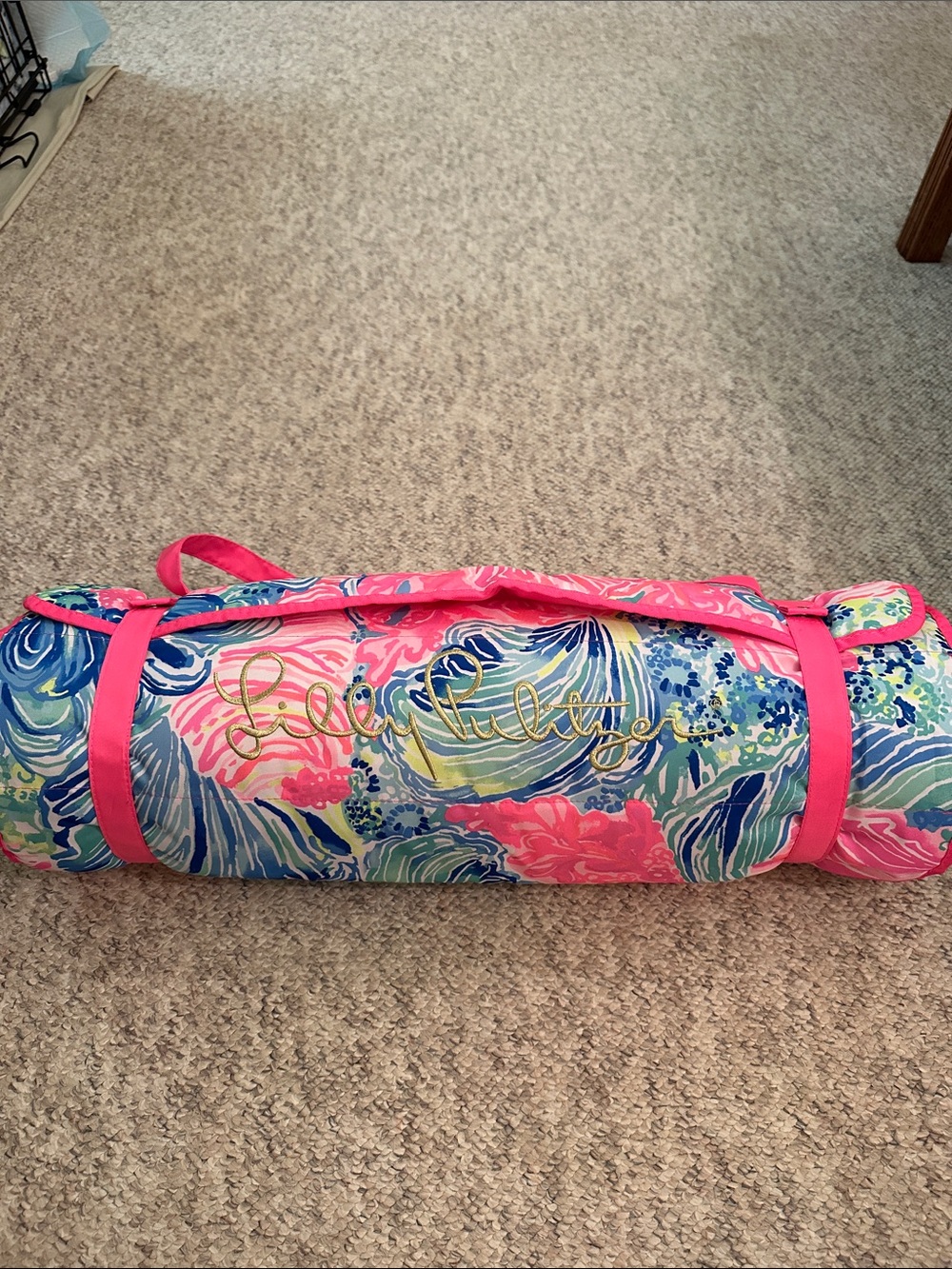 Lilly Pulitzer NWOT never used Roll-Up beach mat with pillow perfect condition